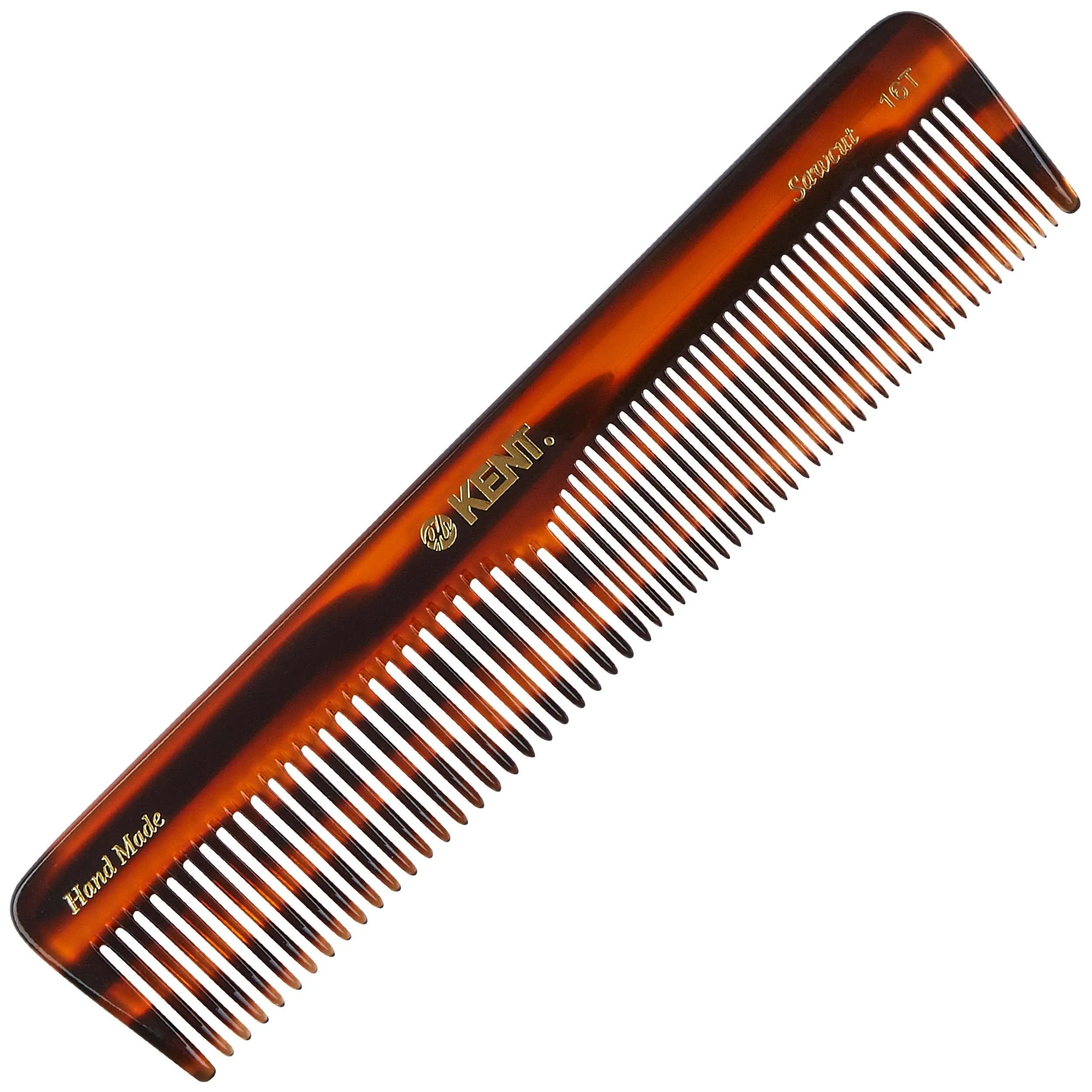 Kent 16T Tortoise Shell Handmade Dressing Comb 18.3 cm (7.2 Inch) 3-Pack | Detangles Thick, Curly, Wavy Hair