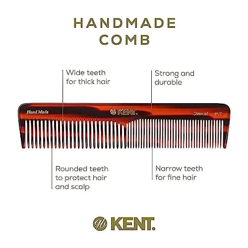 Kent 16T Tortoise Shell Handmade Dressing Comb 18.3 cm (7.2 Inch) 3-Pack | Detangles Thick, Curly, Wavy Hair thumbnail 4