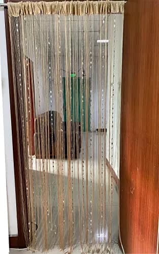 ZiDeTang Beaded Door Curtain Fringe Tassel Living Room Divider 39.3" x 78.5" | Champagne thumbnail 6