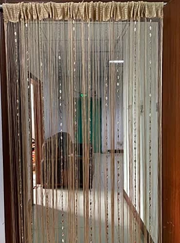 ZiDeTang Beaded Door Curtain Fringe Tassel Living Room Divider 39.3" x 78.5" | Champagne thumbnail 2