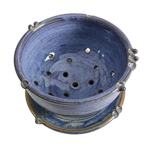 Anthony Stoneware Berry Bowl Set 2-piece French Blue | Handmade, Food-Safe Artisan Pottery thumbnail 3