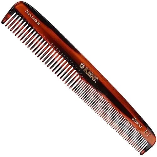 Kent 9T Tortoise Detangler Hair Comb - 7.5" Fine/Wide Teeth, Handmade Cellulose Acetate | 2-Pack thumbnail 1