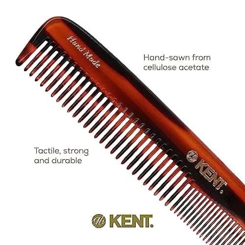 Kent 9T Tortoise Detangler Hair Comb - 7.5" Fine/Wide Teeth, Handmade Cellulose Acetate | 2-Pack thumbnail 5