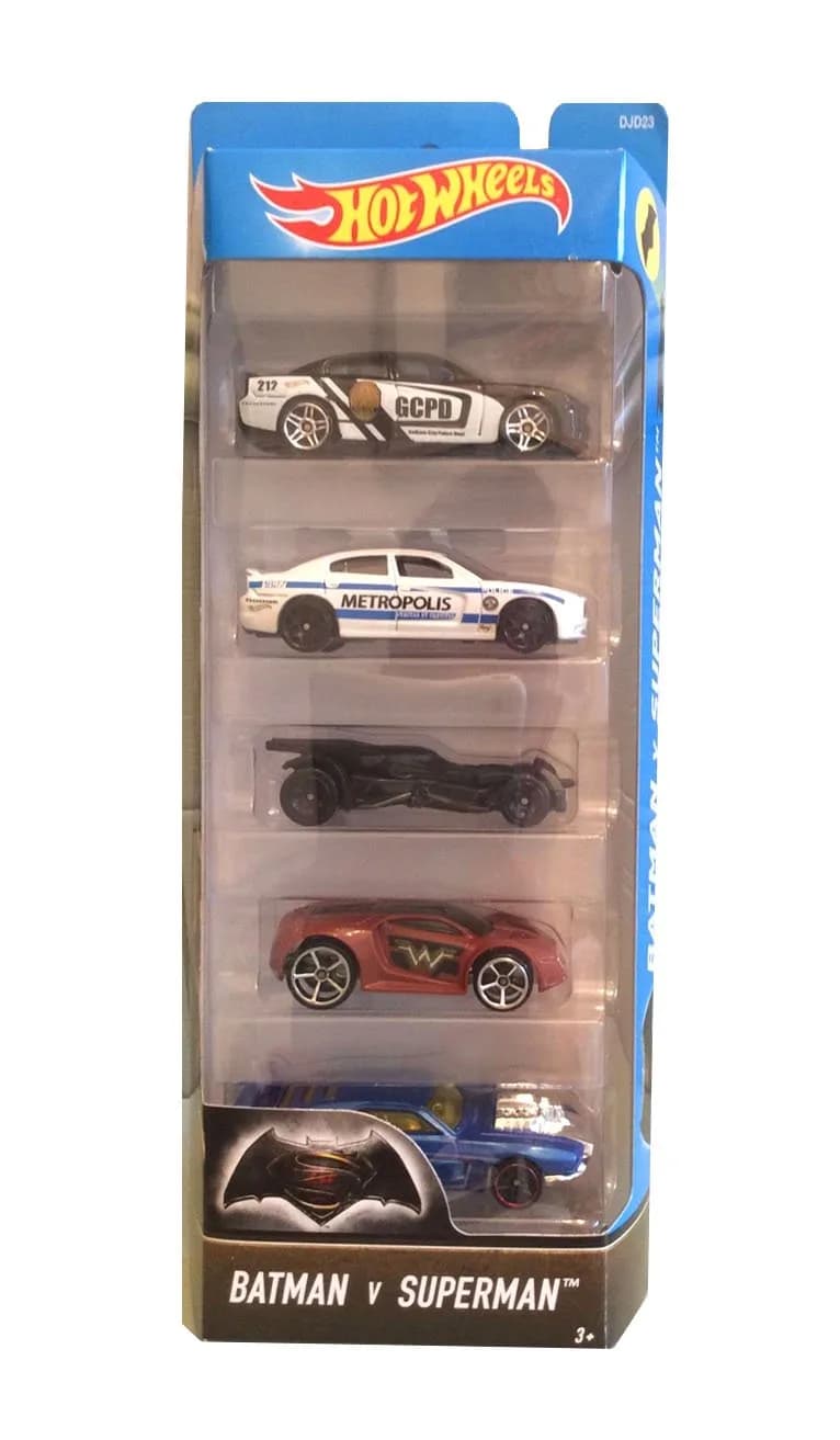 Hot Wheels Batman v Superman Vehicle 5 Pack | Die-Cast Cars for Kids & Collectors