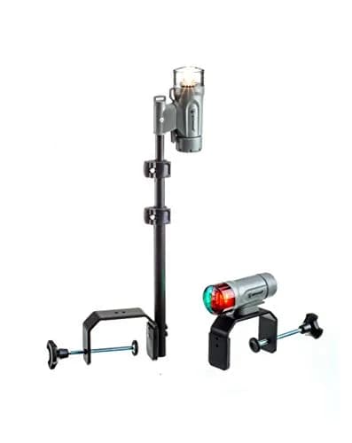 attwood Portable Navigation LED Light Kit, Marine Gray, Clamp-On Red/Green Bow and White Stern, 14194-7 | Rugged Marine Lighting for Small Boats thumbnail 1