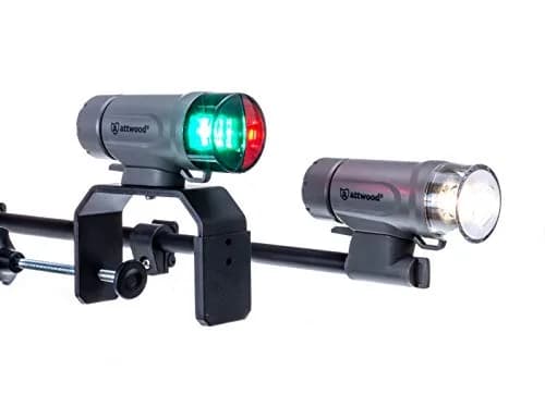 attwood Portable Navigation LED Light Kit, Marine Gray, Clamp-On Red/Green Bow and White Stern, 14194-7 | Rugged Marine Lighting for Small Boats thumbnail 2