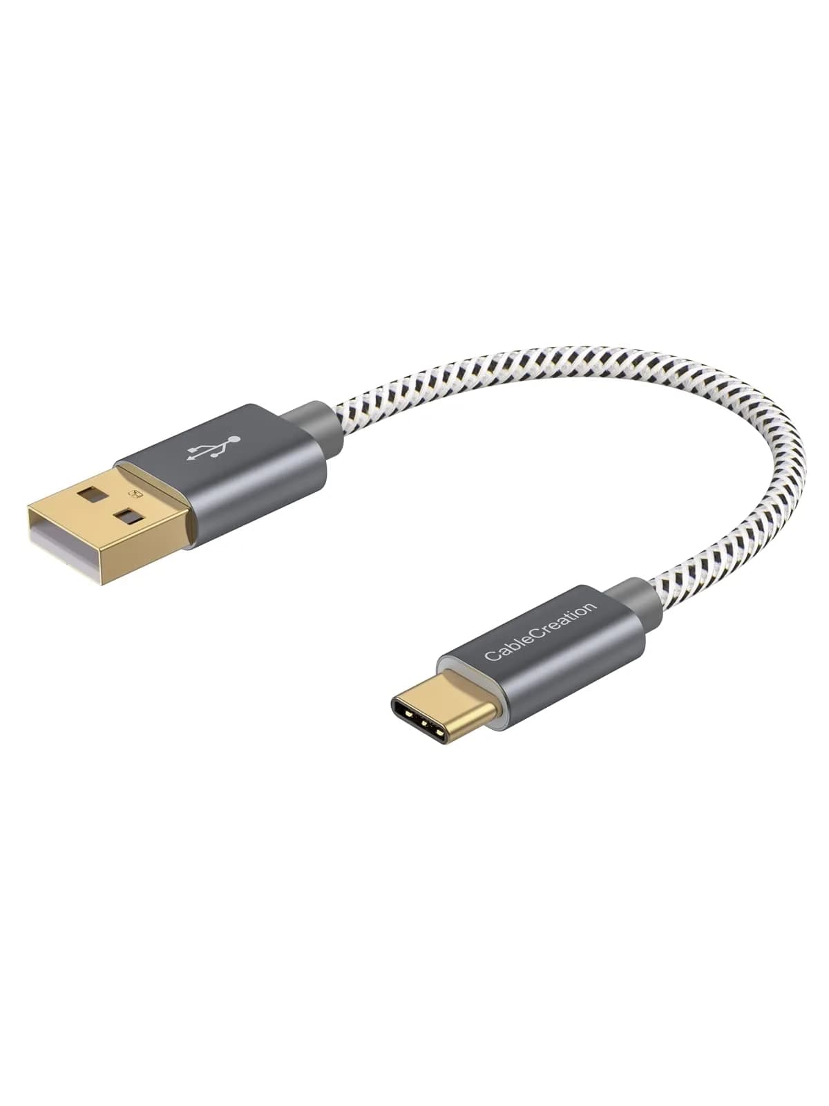 CableCreation Short USB A to USB C Cable 6 inch (15cm) | 60W Fast Charging & 480Mbps Data Sync — Space Gray / 0.5FT