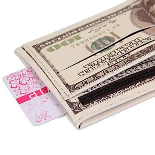 LUI SUI Men's Bi-Fold Wallet with 100 Dollar Print | PU Leather, 4 Card Slots, Zipper Pocket (11.4cm x 9.5cm) thumbnail 5