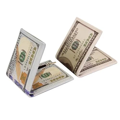 LUI SUI Men's Bi-Fold Wallet with 100 Dollar Print | PU Leather, 4 Card Slots, Zipper Pocket (11.4cm x 9.5cm) thumbnail 6