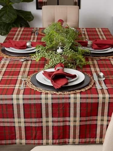 DII Holiday Collection Christmas Plaid Tablecloth 52x84 | Timeless Holiday Design thumbnail 3
