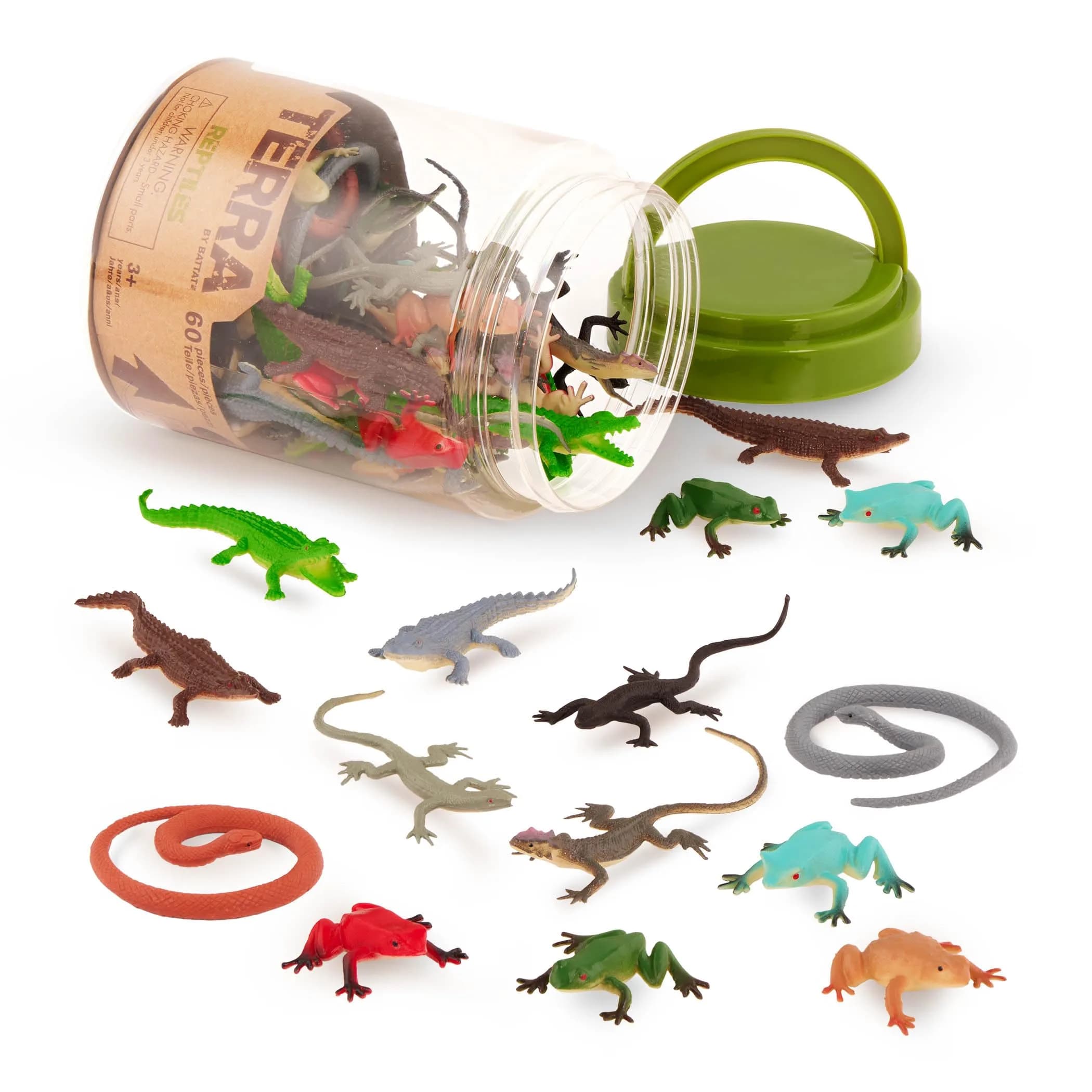 Terra by Battat Dinosaur Figures Tube, 60 Mini Plastic Dino Animals, 2-3 inch Figures | ASTM-Tested Educational Toy — Multi_reptiles