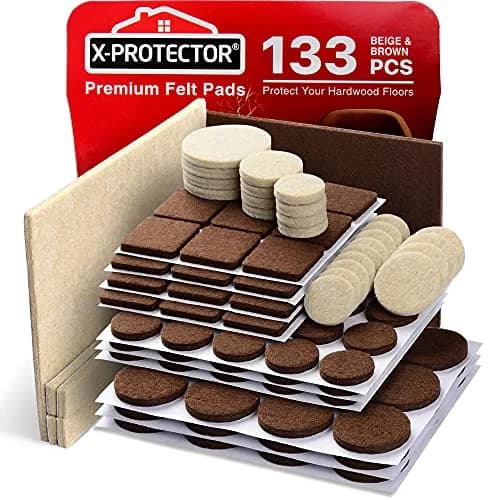 X-Protector Felt Furniture Pads 133 PCS (Brown & Beige) | Protect Hardwood, Laminate, Tile Floors thumbnail 1