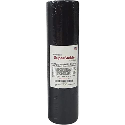 Superpunch Cloud Cover Embroidery Backing Black 30.48cm (12 in) x 9.14m (10 yd) | Soft Iron-On Fabric for Itchy Stitches thumbnail 1