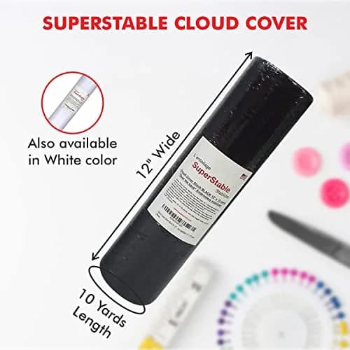 Superpunch Cloud Cover Embroidery Backing Black 30.48cm (12 in) x 9.14m (10 yd) | Soft Iron-On Fabric for Itchy Stitches thumbnail 2