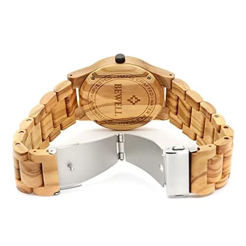 BEWELL ZS-W086B Wooden Watch Men's Quartz Analog Date Display 4.2cm (1.65 inches) | Natural Wood Style thumbnail 4