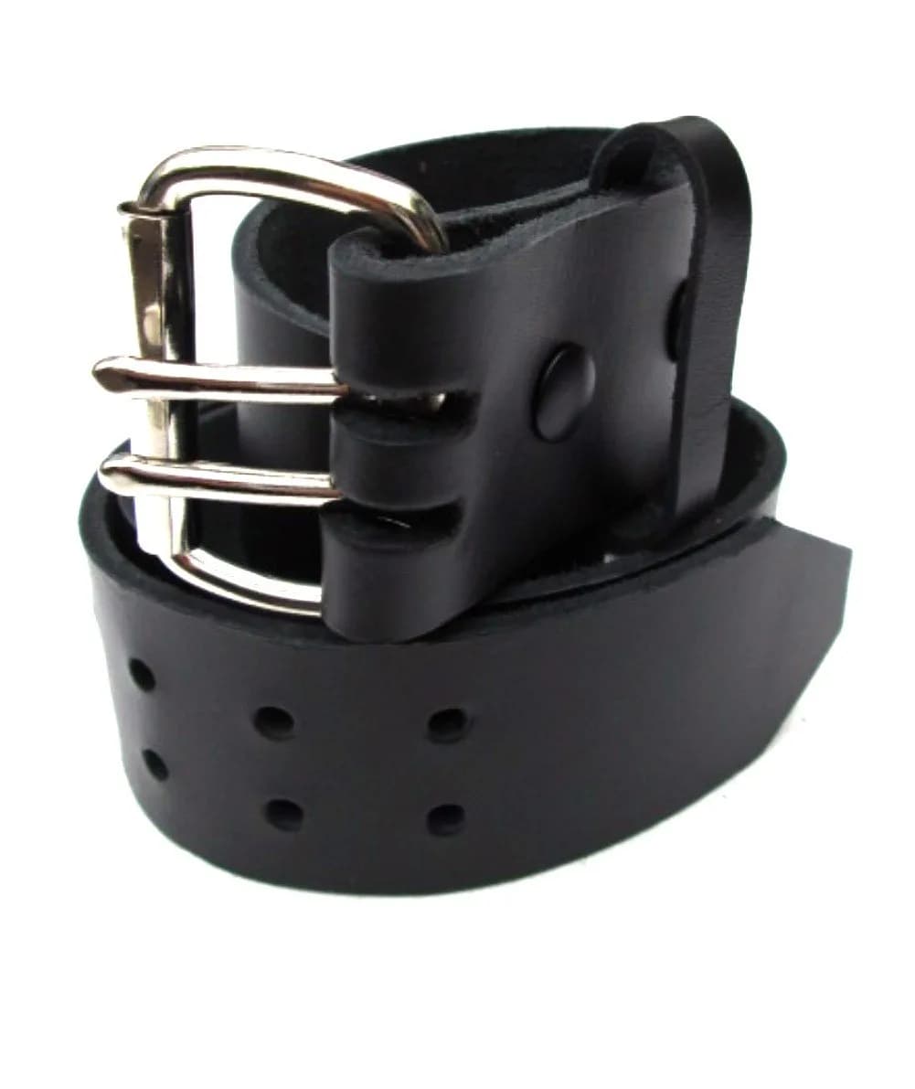 Dangerous Threads Heavy Duty Black Leather Belt 2" Wide (56) | Genuine USA-Sourced Full Grain Leather — Black