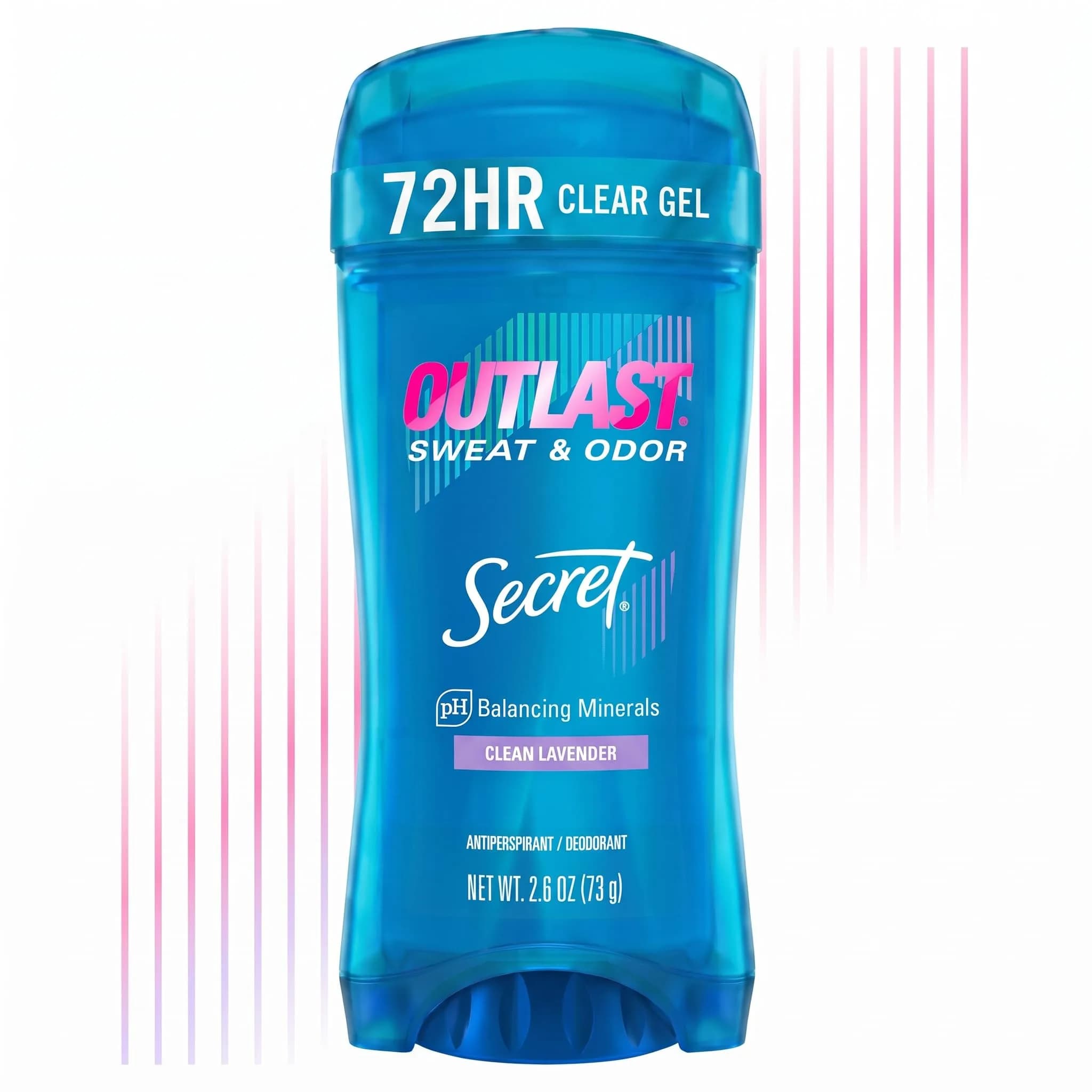Secret Outlast Antiperspirant Deodorant for Women, 2.6 oz | 72hr Sweat & Odor Protection, PH Balance, Clear Gel, Shower Fresh — Clean Lavender Scent