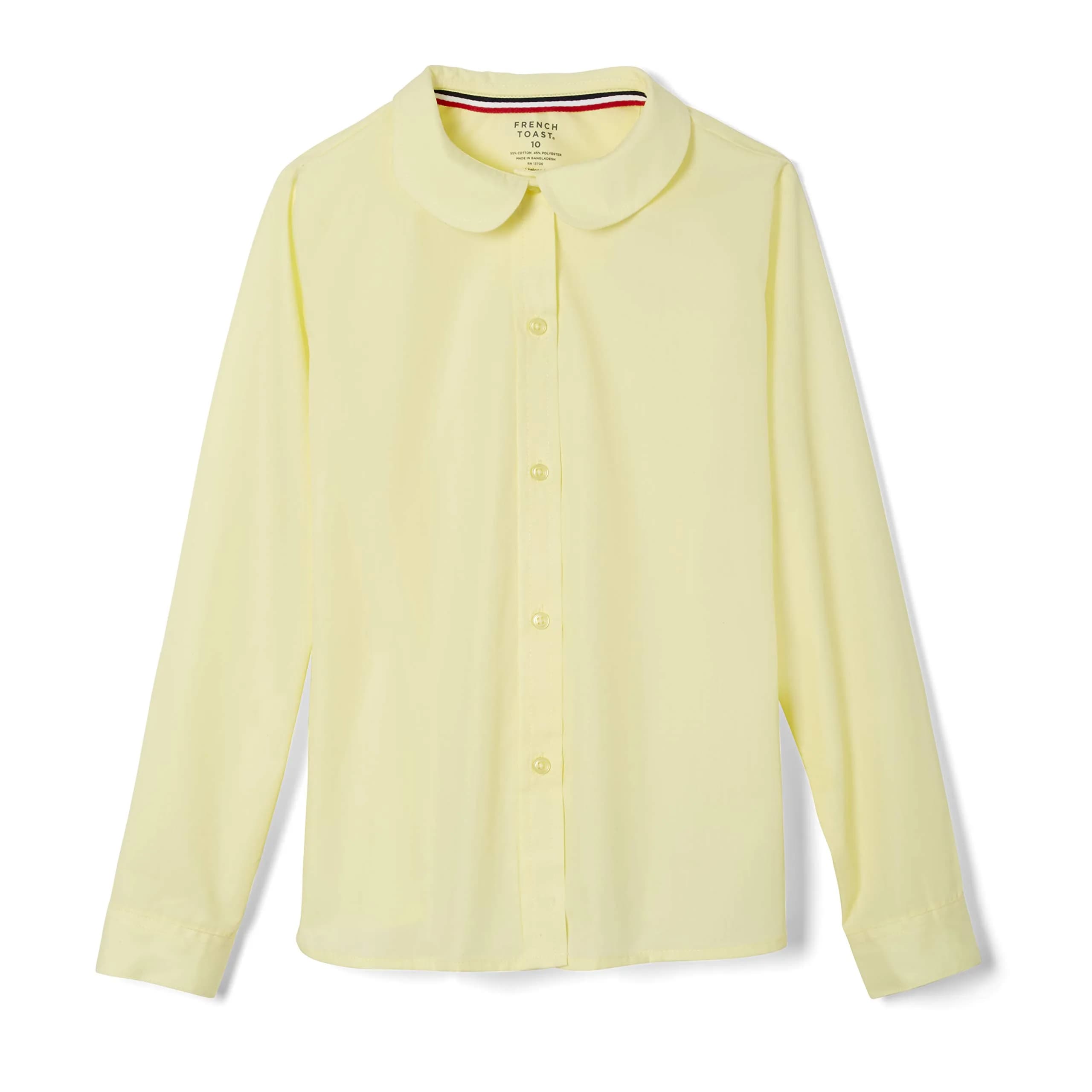 French Toast Girls' Long Sleeve Woven Blouse with Peter Pan Collar, Yellow, Size 4 | Classic & Comfortable - main product image