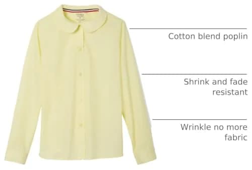 French Toast Girls' Long Sleeve Woven Blouse with Peter Pan Collar, Yellow, Size 4 | Classic & Comfortable thumbnail 4