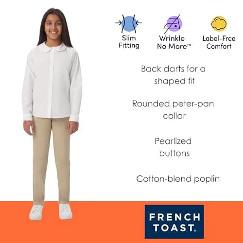 French Toast Girls' Long Sleeve Woven Blouse with Peter Pan Collar, Yellow, Size 4 | Classic & Comfortable thumbnail 5