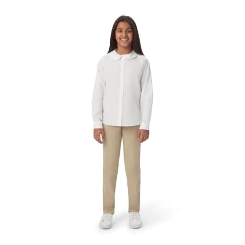 French Toast Girls' Long Sleeve Woven Blouse with Peter Pan Collar, Yellow, Size 4 | Classic & Comfortable thumbnail 2