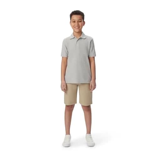 French Toast Kids Short Sleeve Pique Polo Shirt Heather Gray | Comfortable & Durable thumbnail 2