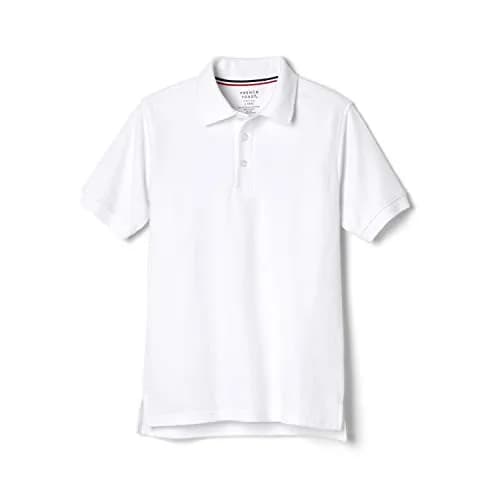 French Toast Kids Short Sleeve Pique Polo Shirt, White, 10-12 Husky | Breathable Cotton-Blend Uniform Tee thumbnail 1