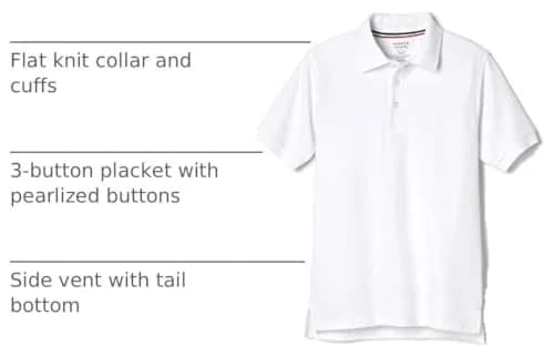French Toast Kids Short Sleeve Pique Polo Shirt, White, 10-12 Husky | Breathable Cotton-Blend Uniform Tee thumbnail 4