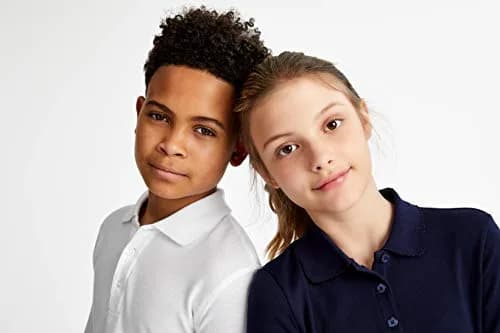 French Toast Kids Short Sleeve Pique Polo Shirt, White, 10-12 Husky | Breathable Cotton-Blend Uniform Tee thumbnail 3