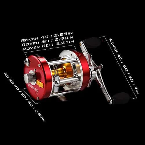 KastKing Rover Round Baitcasting Fishing Reel 40 Size Right Red 0.4kg (0.88lb) | 15LB Max Drag, 6+1 BB, 6.2:1 Gear Ratio thumbnail 5
