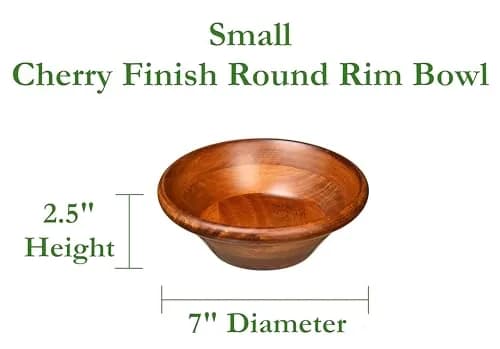 Lipper International Cherry Finish Salad Bowl, Small, 7" Diameter x 2.5" Height | Elegant Cherry Wood Serving thumbnail 2