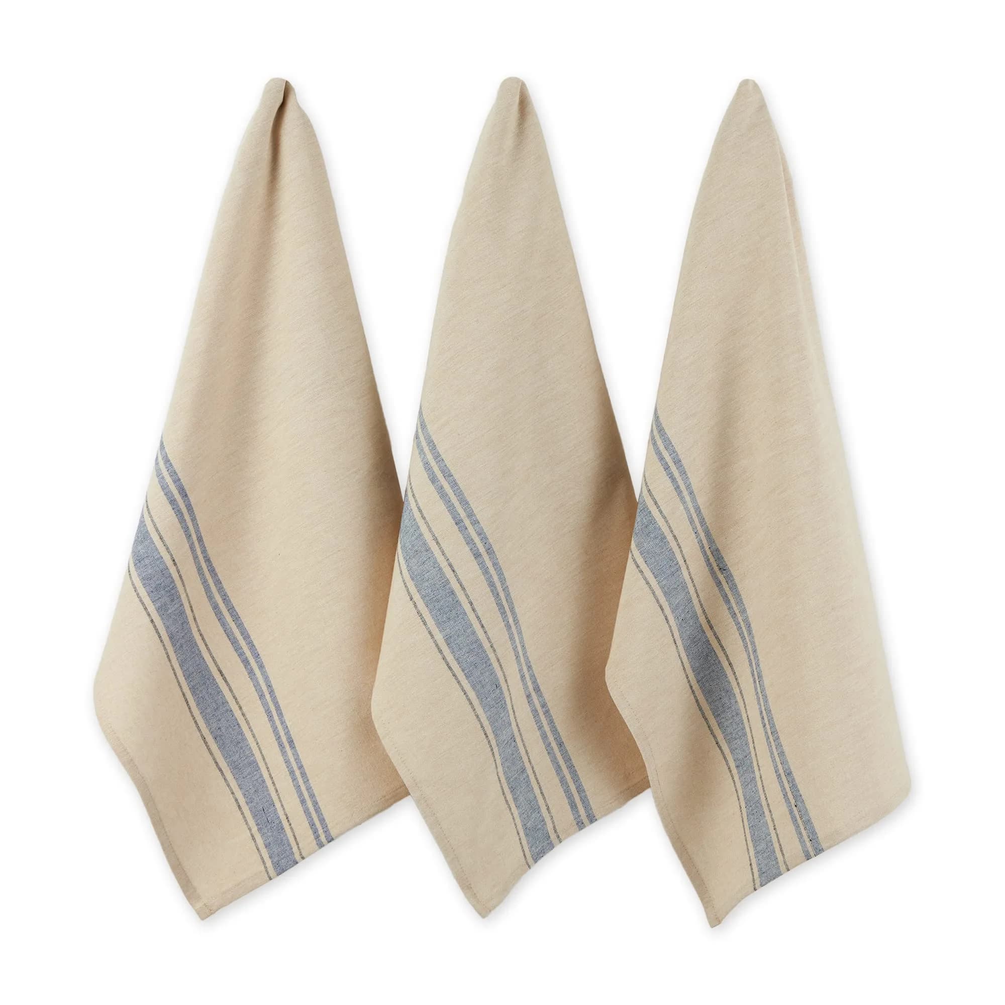 DII French Stripe Dishtowels Set of 3 | Nautical Blue 20 x 30 inches - main product image