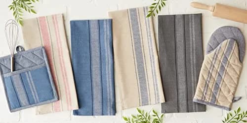 DII French Stripe Oven Mitts Nautical Blue 2 Pack | Heat Resistant Cotton Kitchen Accessory thumbnail 6