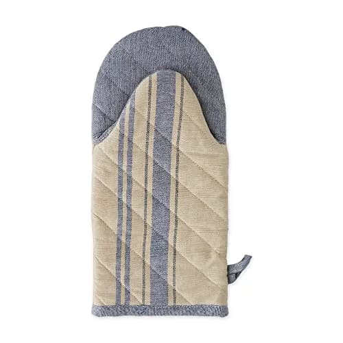 DII French Stripe Oven Mitts Nautical Blue 2 Pack | Heat Resistant Cotton Kitchen Accessory thumbnail 2