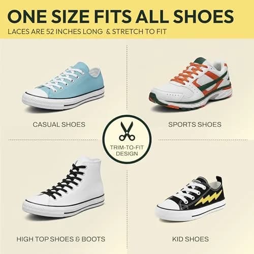 Xpand No Tie Elastic Shoe Laces for Sneakers - White | 1 Pair (2 Laces, 52" Stretches to 100") thumbnail 3