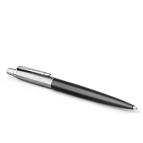 Parker Jotter Ballpoint Pen Bond Street Black with Chrome Trim Medium Point Blue Ink | Classic, Smooth & Imported from USA thumbnail 1