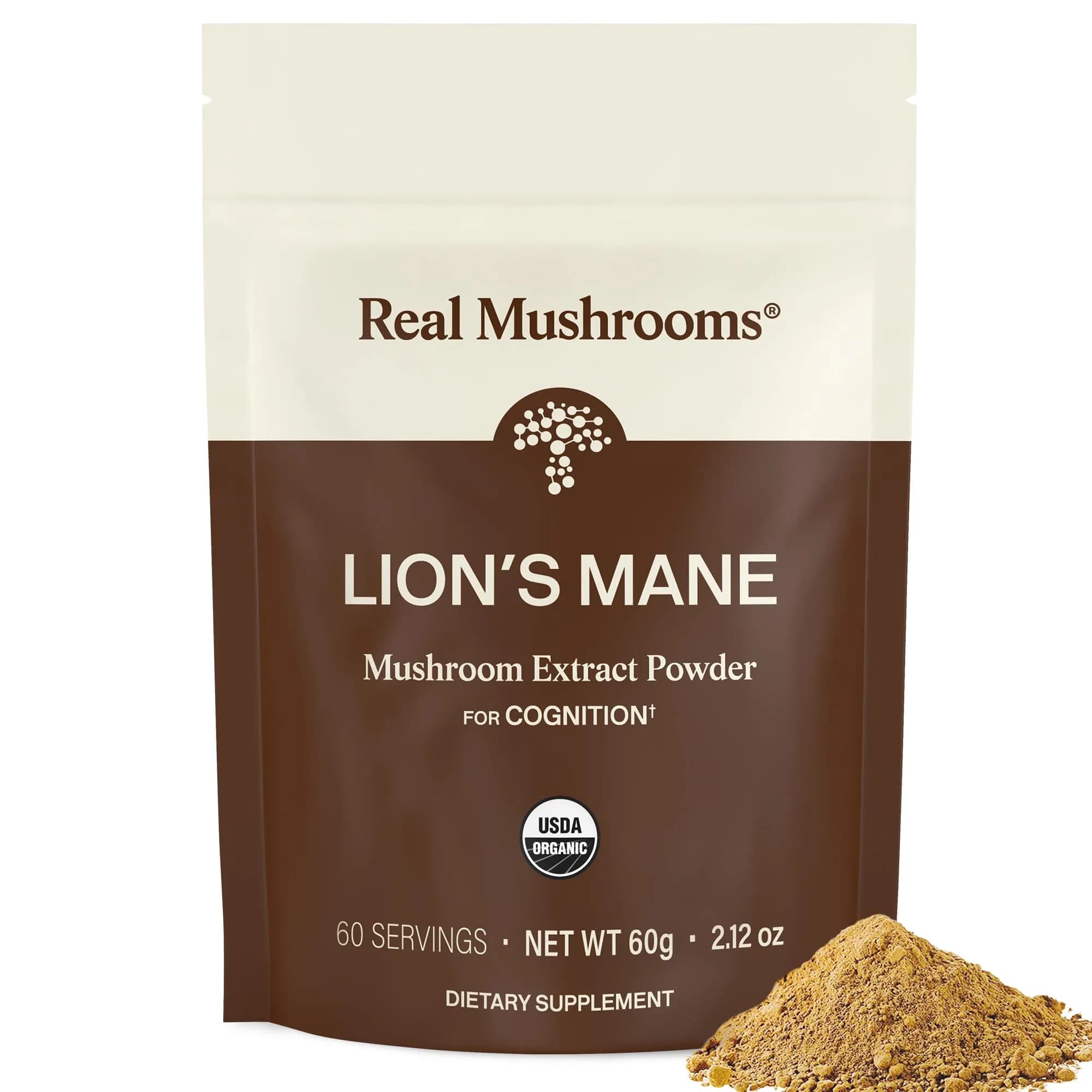 Real Mushrooms Lion's Mane Extract Powder 60 Servings | Organic Adaptogen for Focus & Clarity - main product image