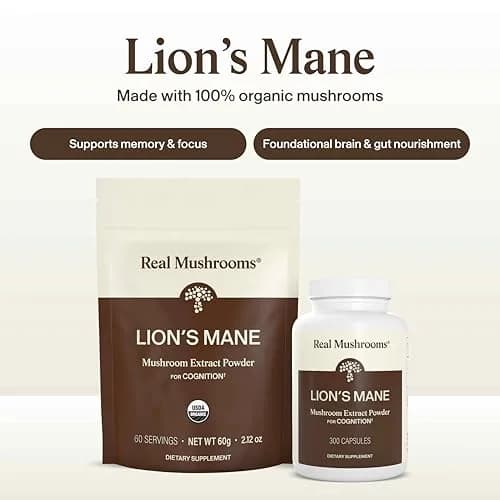 Real Mushrooms Lion's Mane Extract Powder 60 Servings | Organic Adaptogen for Focus & Clarity thumbnail 3