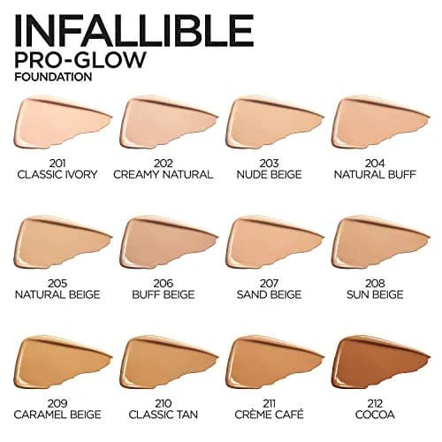 L'Oreal Paris Infallible Pro Glow Foundation Buff Beige 29.57ml (1 Fl Oz) | Hydrating Glow, Medium Coverage thumbnail 2
