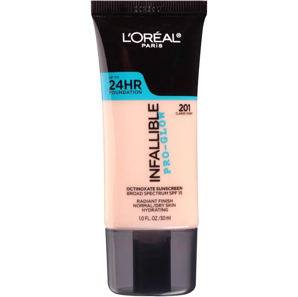 L'Oreal Paris Infallible Pro-Glow Foundation Nude Beige 30ml (1 Fl Oz) | Hydrating Glow, SPF 15 — Classic Ivory