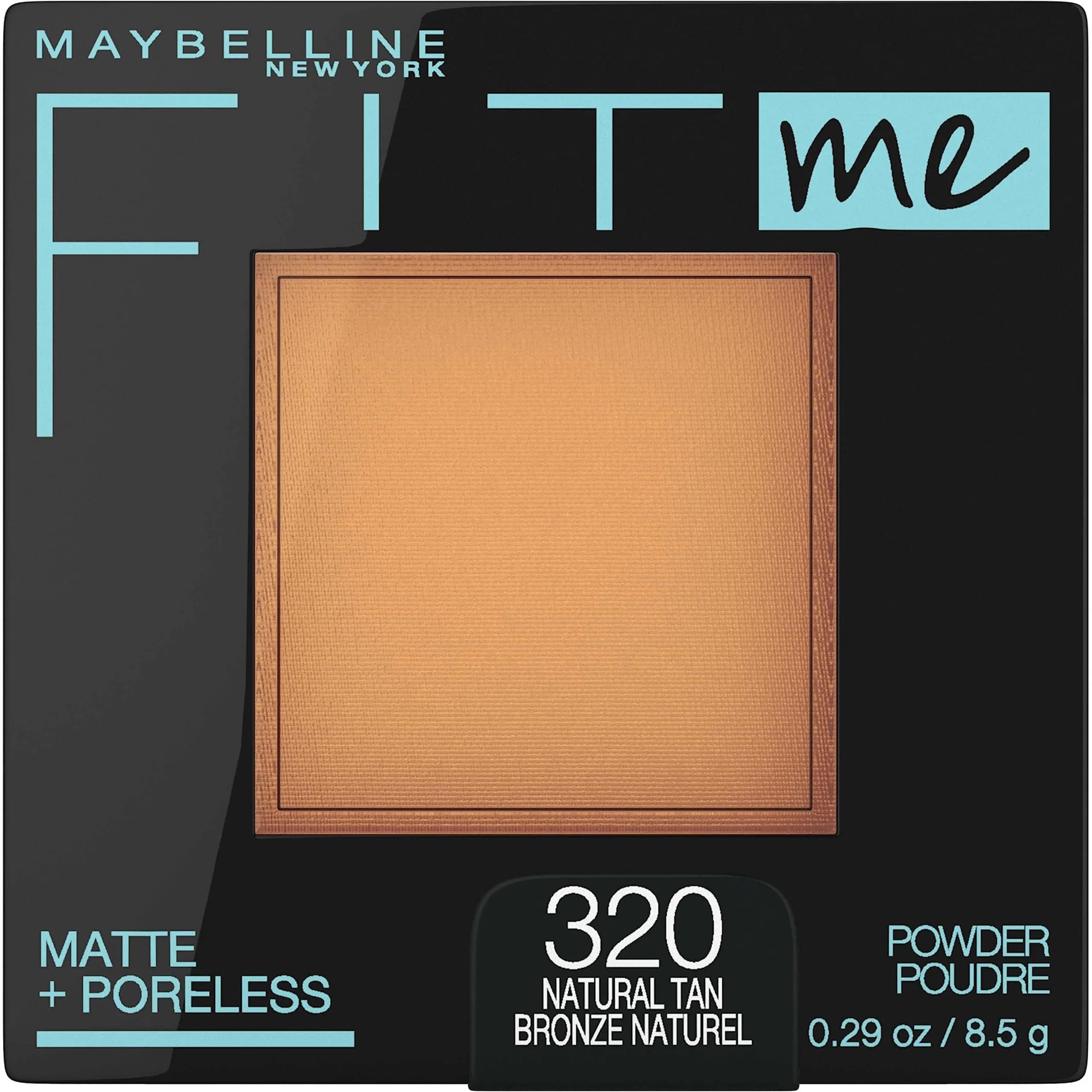 Maybelline Fit Me Matte + Poreless Pressed Powder, Natural Tan (320), 8g - Controls Shine for Oily Skin
