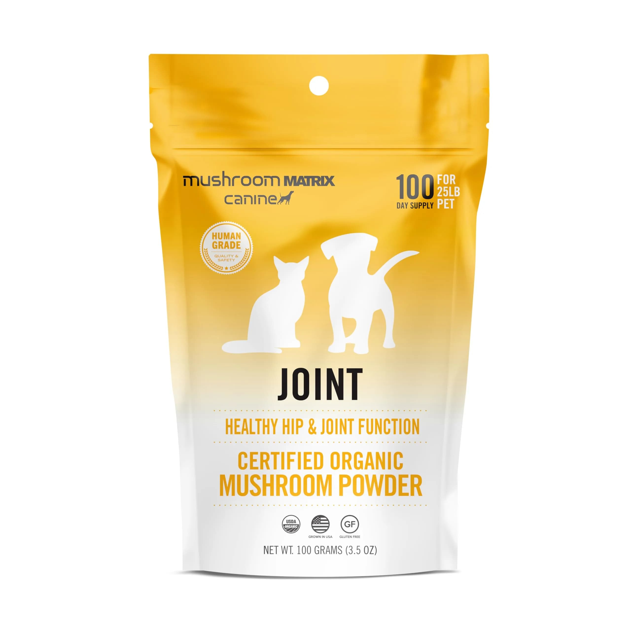 Mushroom Matrix Organic 3.5 oz | Pet Joint & Hip Support Supplement | USA Grown Human-Grade Mushroom Powder for Dogs & Cats