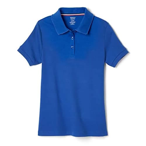 French Toast Girls' Picot Collar Polo Short Sleeve Shirt (Kids 4-5), Royal, Cotton Blend, Fade Resistant thumbnail 1