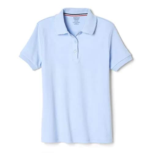 French Toast Girls' Plus Sized Short Sleeve Polo with Picot Collar, Light Blue, 14-16 Plus | School Uniform Style & Comfort thumbnail 1