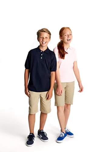 French Toast Girls' Picot Collar Polo Short Sleeve Shirt (Kids 4-5), Pink | School Uniform Style with Feminine Details thumbnail 2
