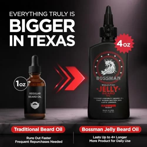 Bossman Jelly Beard Oil 4 oz | Thicker Formula, Texas Made, Hammer Scent thumbnail 5