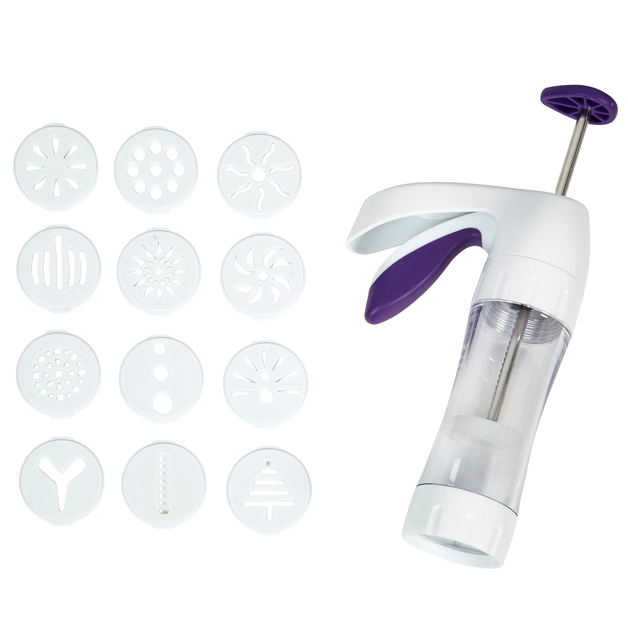 Wilton Simple Success Cookie Press with 13 Discs | Ergonomic Handle, Clear Barrel, Versatile Shapes - main product image