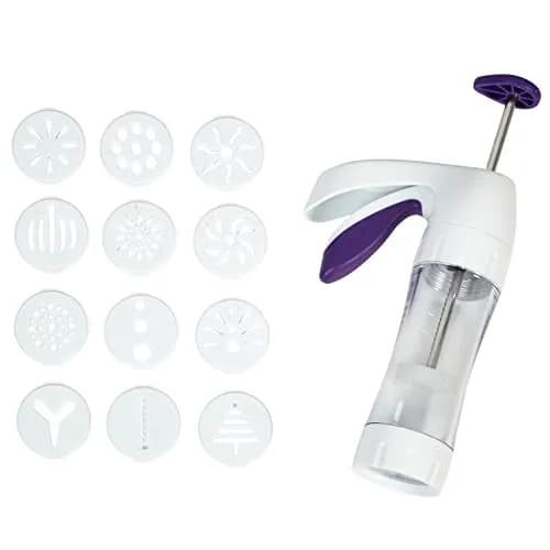 Wilton Simple Success Cookie Press with 13 Discs | Ergonomic Handle, Clear Barrel, Versatile Shapes thumbnail 1