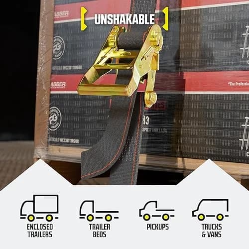 DC Cargo Mall E Track Ratchet Straps Cargo Tie-Downs 2x16 Heavy Duty Grey | Secure in Trailers & Trucks thumbnail 5