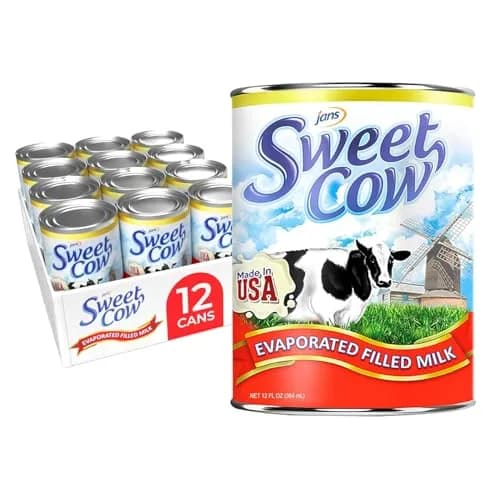 Jans Sweet Cow Evaporated Dairy Milk 164.4 ml (13.7 Fl Oz) Pack of 12 | Rich & Creamy Taste for Cooking, Baking, Coffee & Tea thumbnail 6